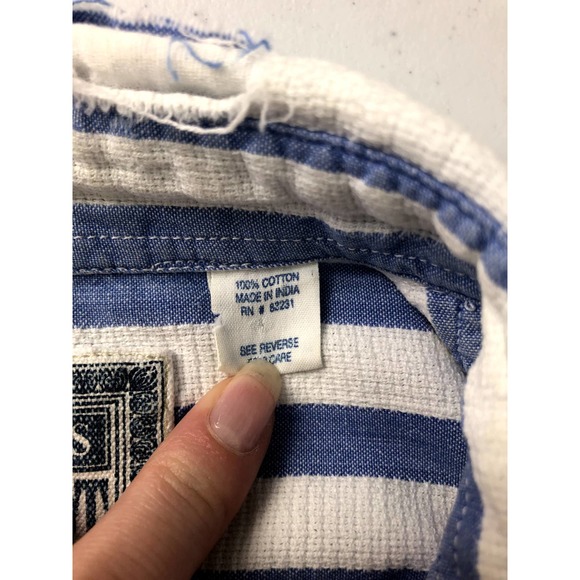 PUSSERS WEST INDIES Button Down Tropic Weave Shirt Stripe Blue White Size L - Picture 5 of 6